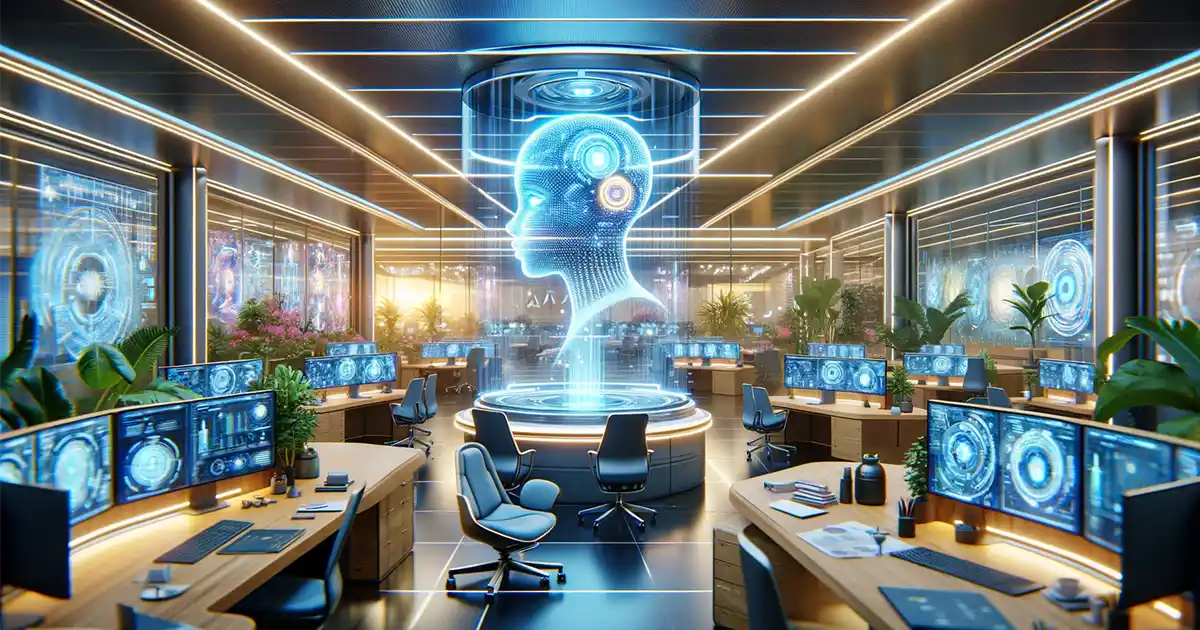 representación inteligencia artificial en una oficina