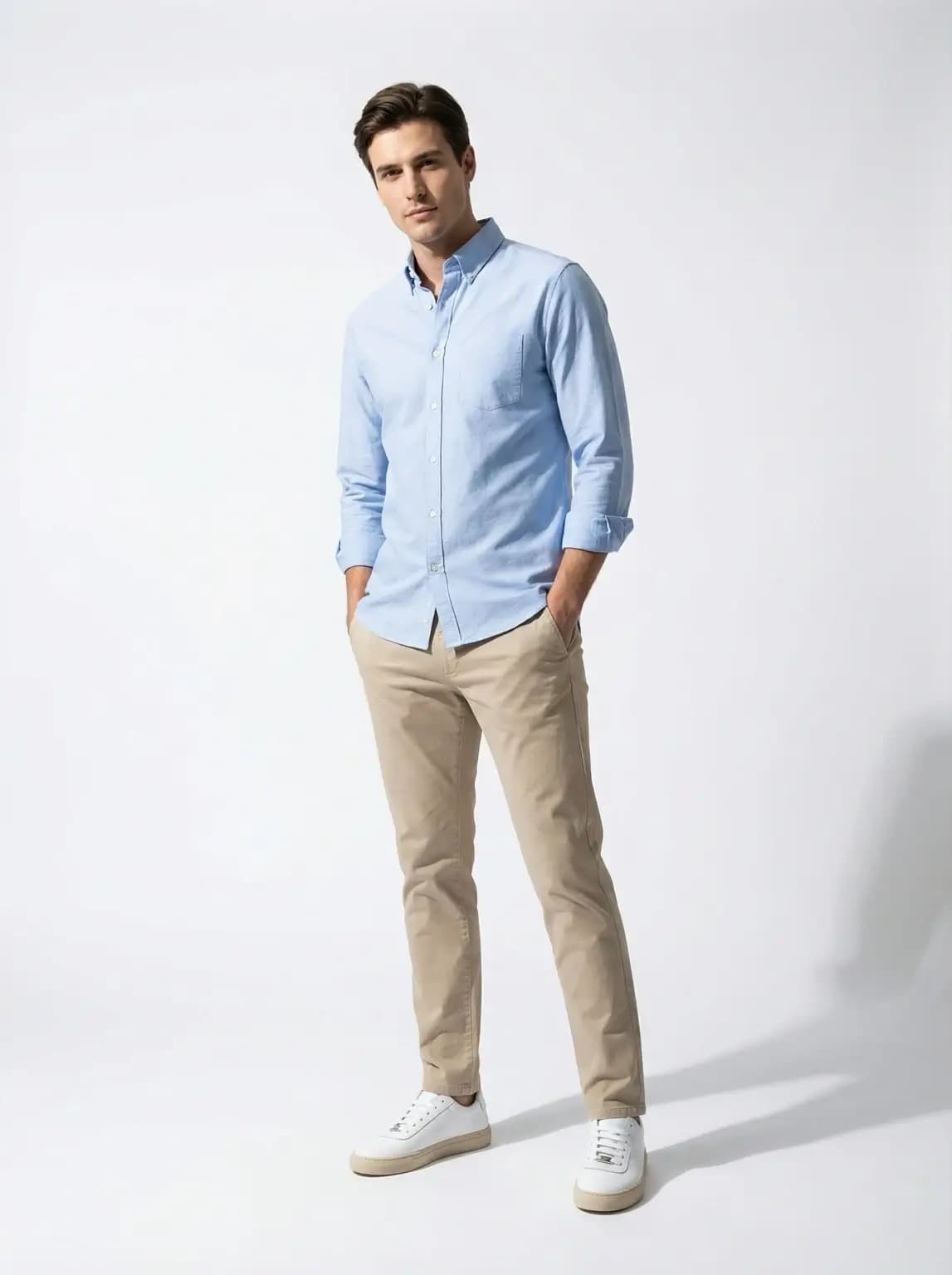 Happy Luck generado con IA - hombre en estudio con zapatillas